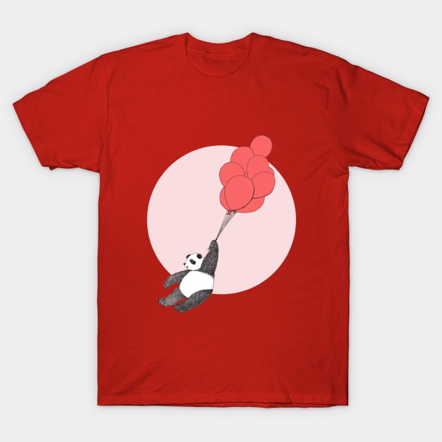 Panda Loves Balloons T-Shirt by kmvaughan